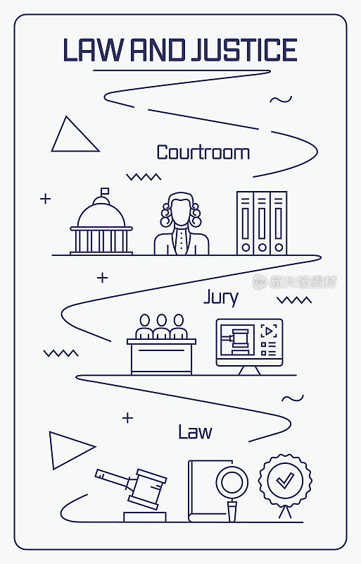 法律和司法信息图表设计是可编辑的，颜色可以改变。现成和时尚的设计图标，遵循白色背景上的路径。