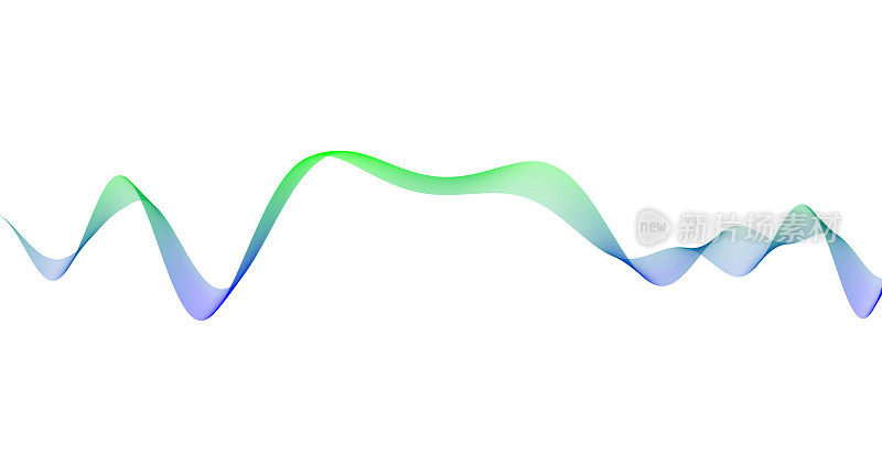 抽象的绿蓝色纤细波浪图案设计元素