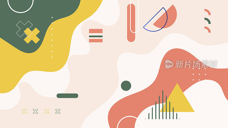 现代液体粉彩抽象背景与几何元素设计