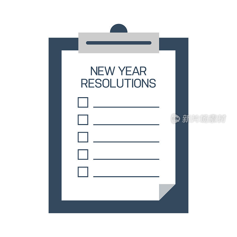 新年决议概念矢量插图。每日计划，任务清单，时间管理