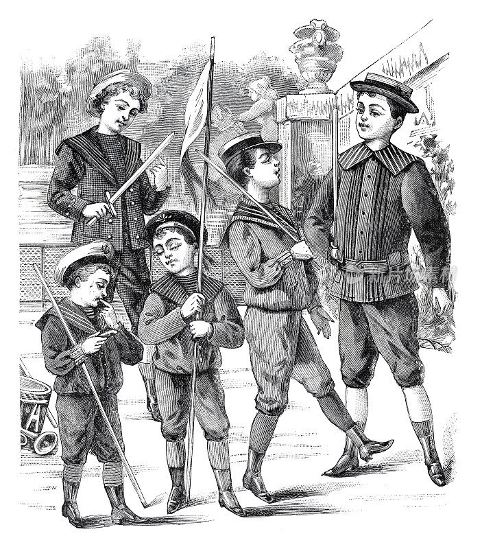 1894年，男孩们流行不同的服装