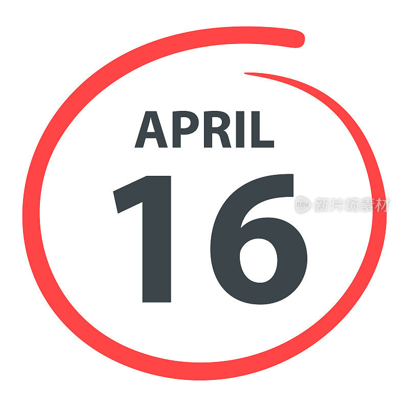 4月16日――日期在白底上用红色圈出