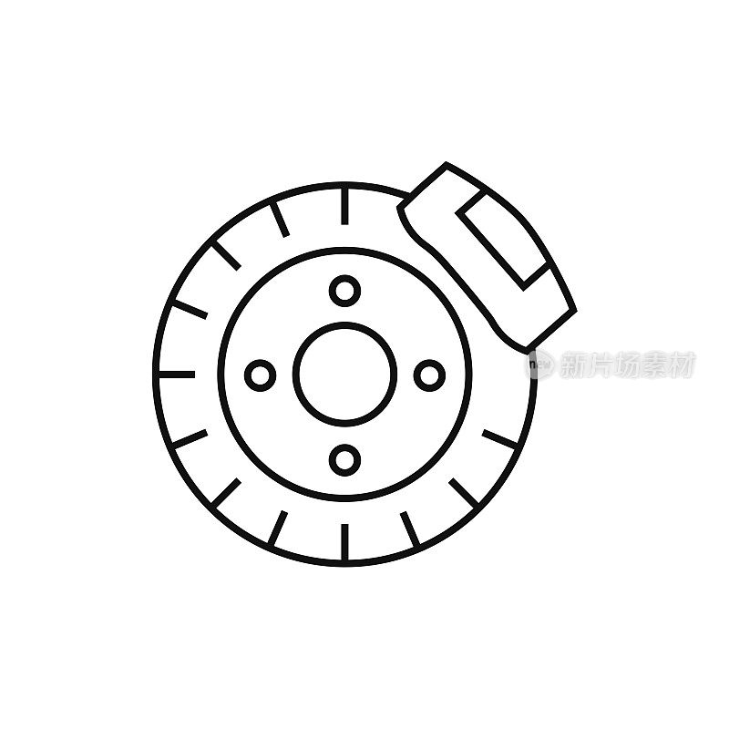 盘式刹车线图标矢量插图。图标设计的标志，移动应用程序，网站，用户界面，用户体验，标志，符号。