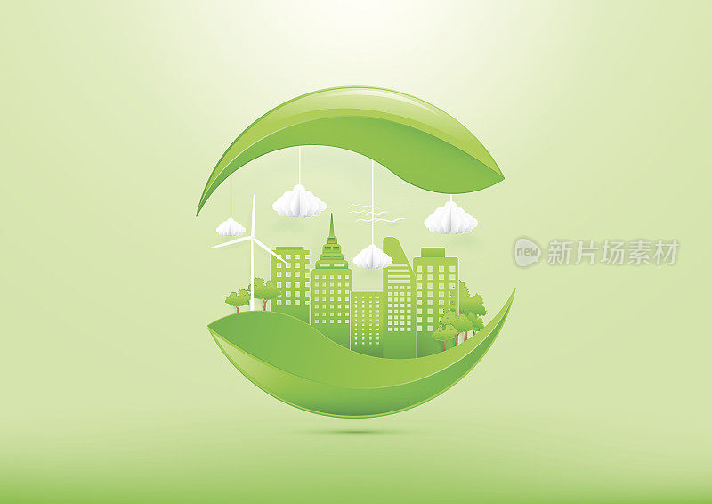 绿化城市，绿化树木的生态理念。