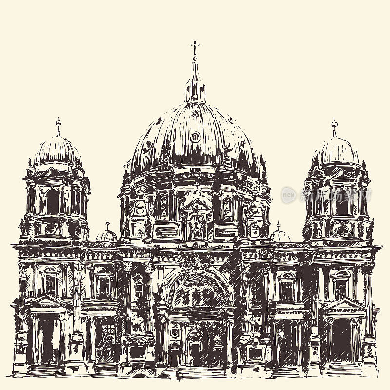 柏林大教堂柏林Dom德国手绘