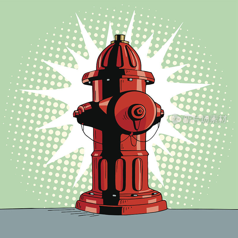 卡通波普艺术红色消火栓。
