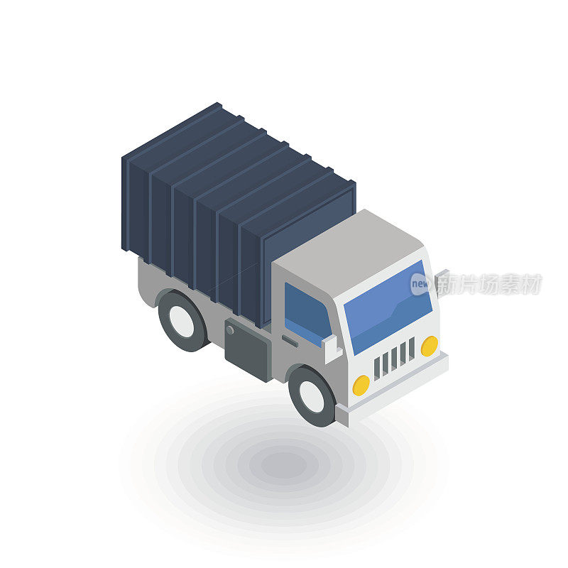卡车驾驶室，货车车身，集装箱等距平面图标。三维向量
