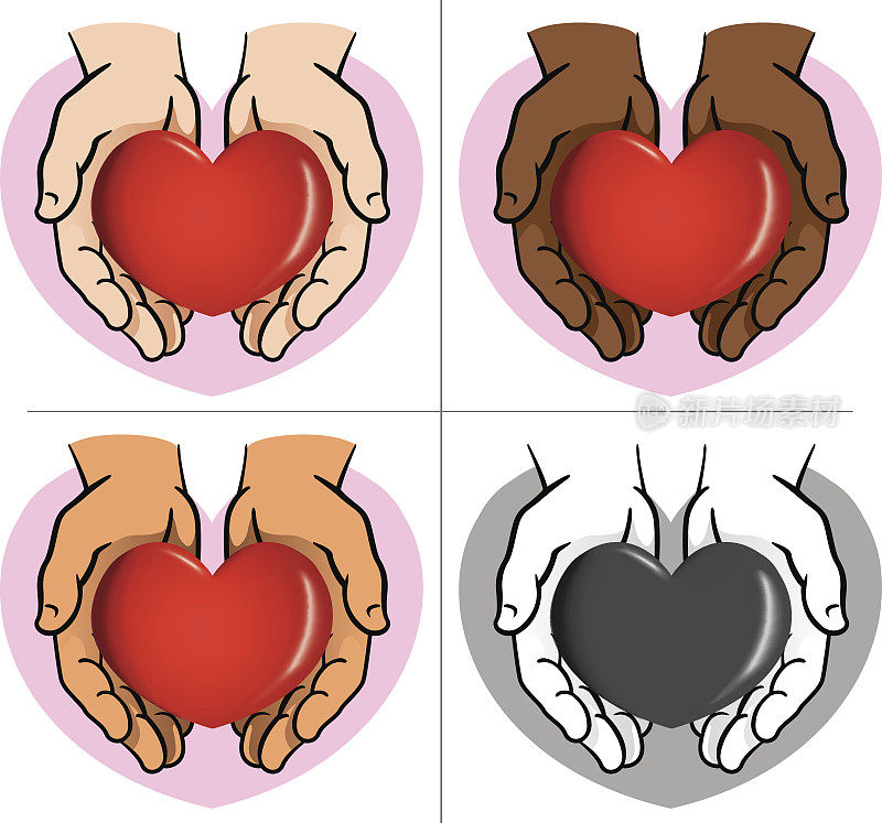人物的双手捧着一颗心，民族的双手