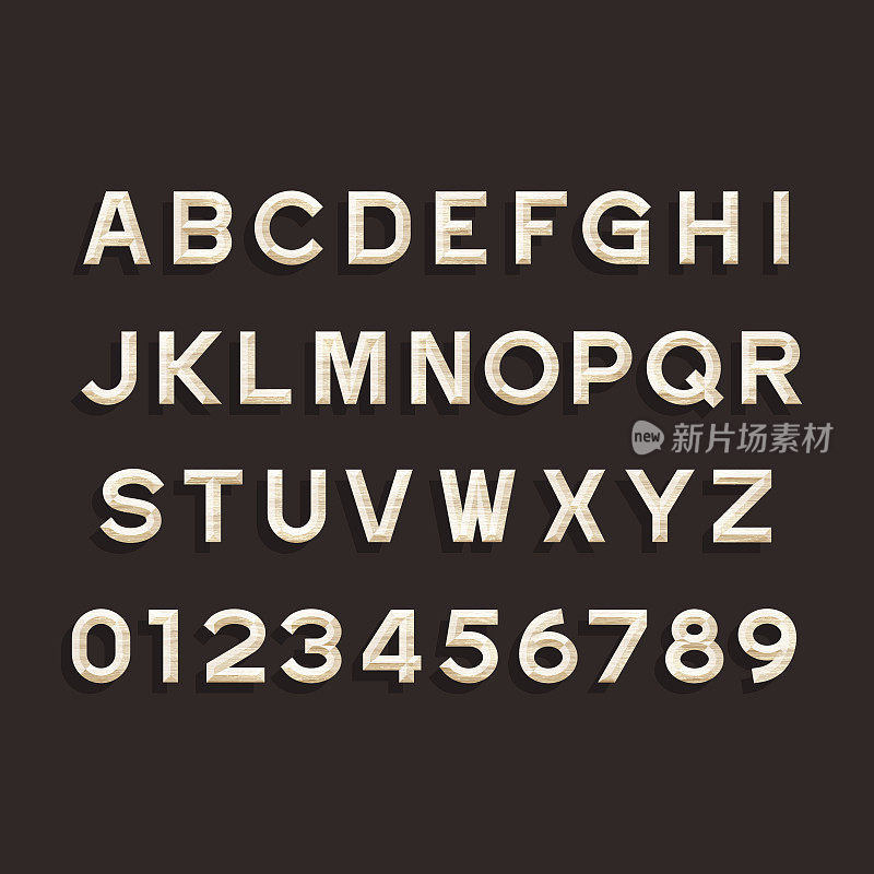 木制字母矢量字体