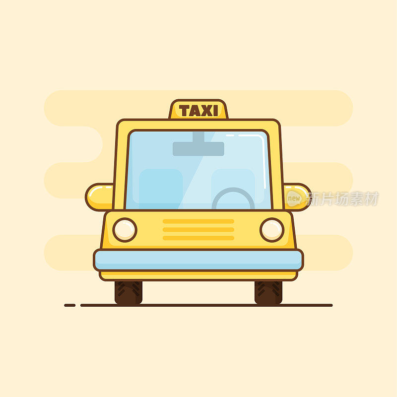 黄色出租车车。平面设计。孤立的矢量图