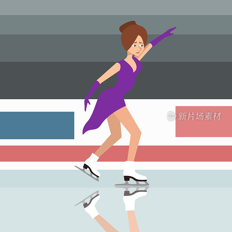 女孩花样滑冰矢量卡通