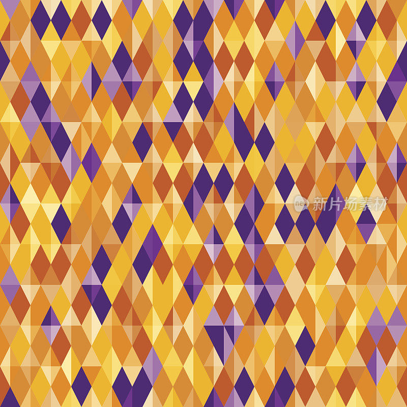 抽象钻石图案，万圣节的颜色，橙色和紫色的背景