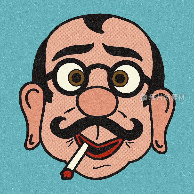 一个戴眼镜，留着胡子，抽烟的男人