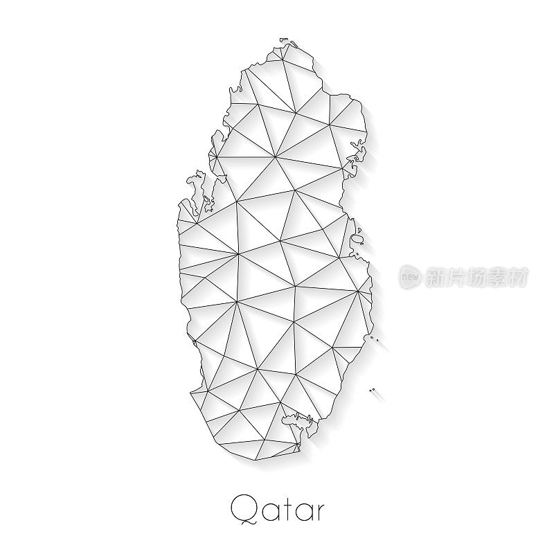卡塔尔地图连接-网络网格上的白色背景