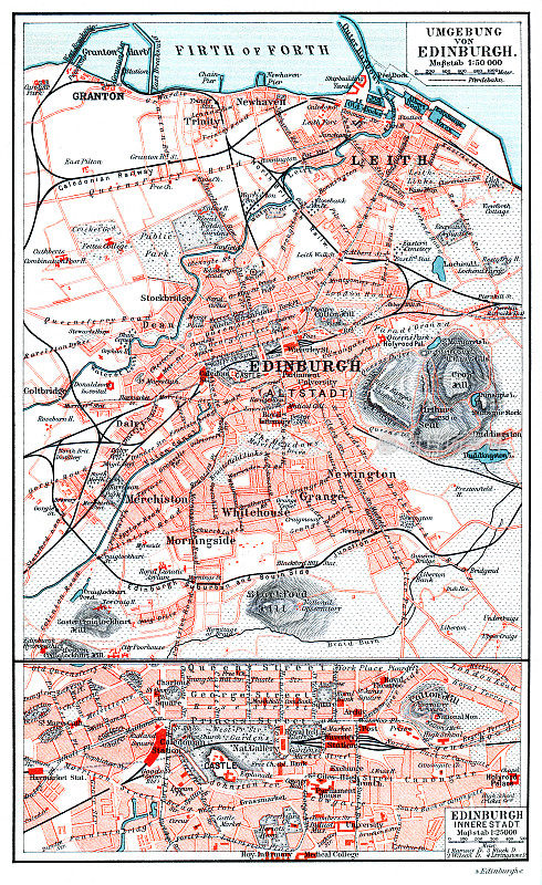 苏格兰城市爱丁堡地图1897年