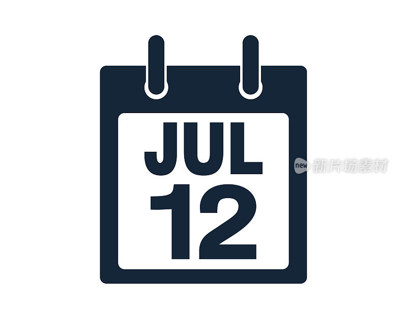 7月12日日历图标股票矢量插图