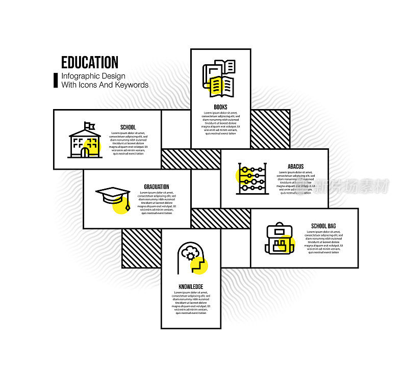 信息图表设计模板与教育关键字和图标
