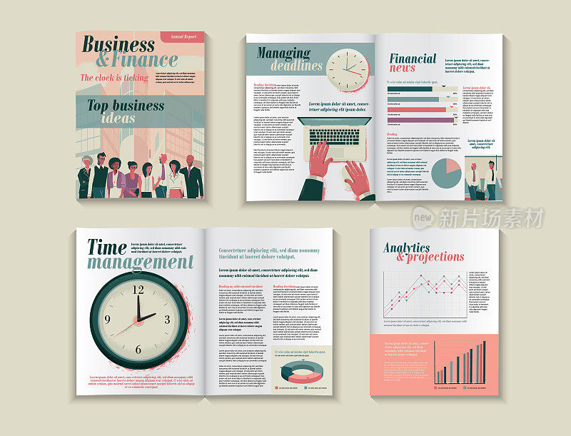 商业和金融杂志或传单设计模板布局