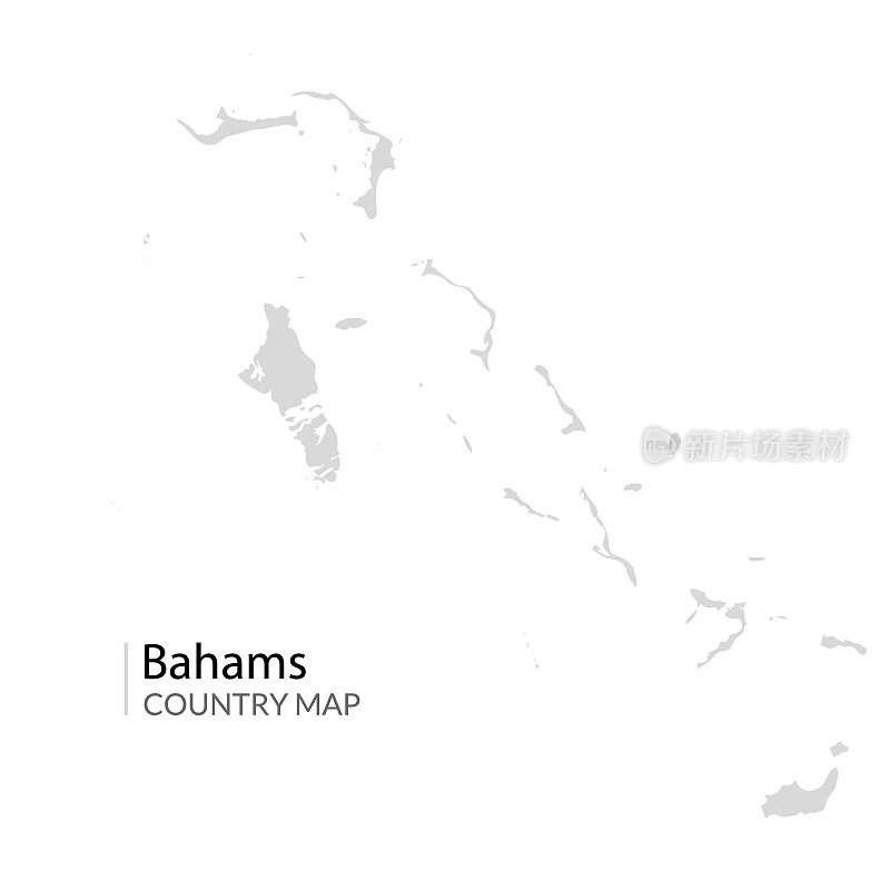 Bahams矢量地图。加勒比岛国拿骚。巴哈马岛地图插图