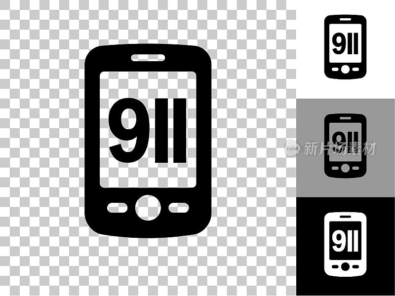 方格板透明背景上的紧急911电话服务图标