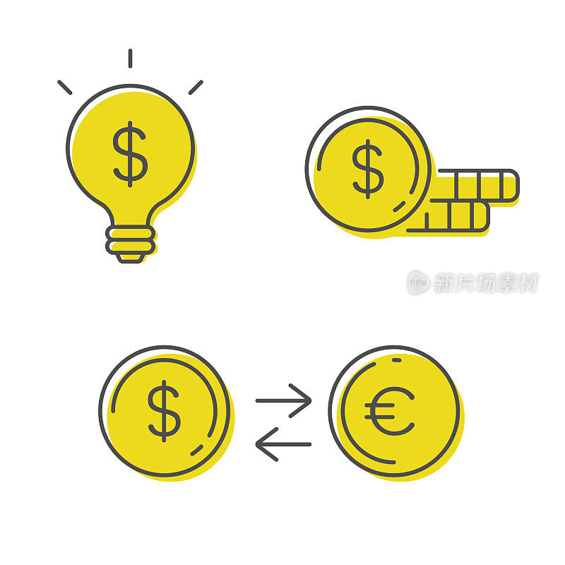 金融投资线图标集矢量设计。