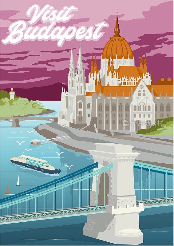 旅游海报游览布达佩斯旅游匈牙利度假欧洲之旅