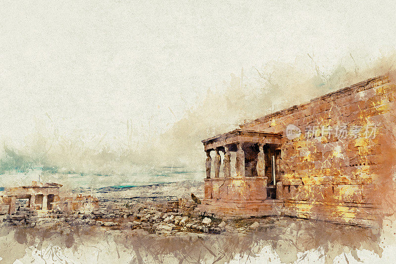 伊瑞克提翁神庙，以女像柱代替了卫城的圆柱而闻名