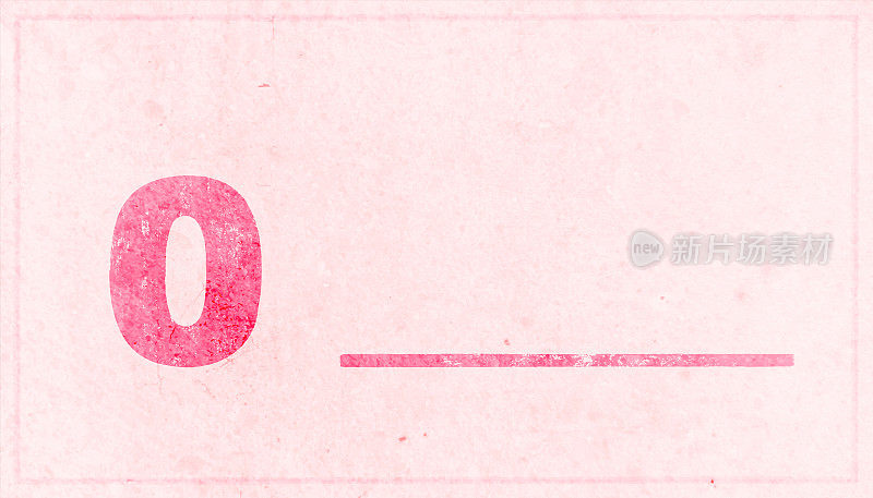 红色数字数字0后跟空白线或破折号在水平风化柔和粉浅粉色垃圾墙纹理垃圾矢量背景