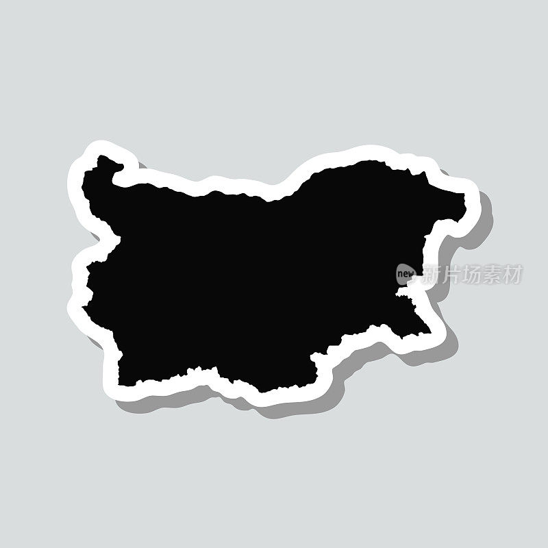 保加利亚地图贴纸上的灰色背景