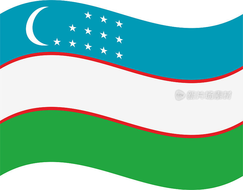 乌兹别克斯坦挥舞着国旗