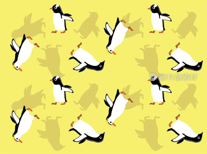 动物动画阿德利皇家巴布亚企鹅卡通无缝壁纸