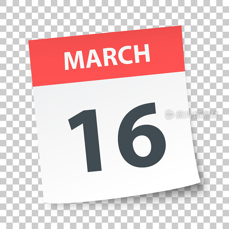 3月16日-在空白背景上的每日日历