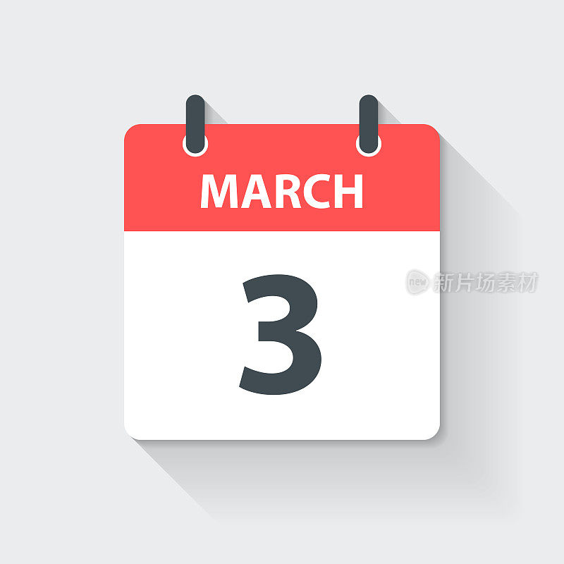 3月3日-每日日历图标在平设计风格