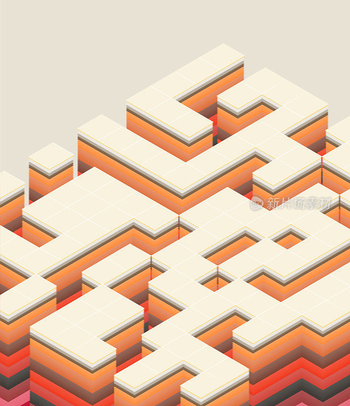 彩色三维立方体迷宫几何形状图案背景