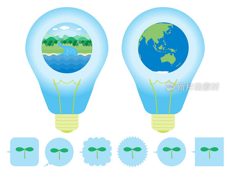 灯泡内的清洁环境和地球图示