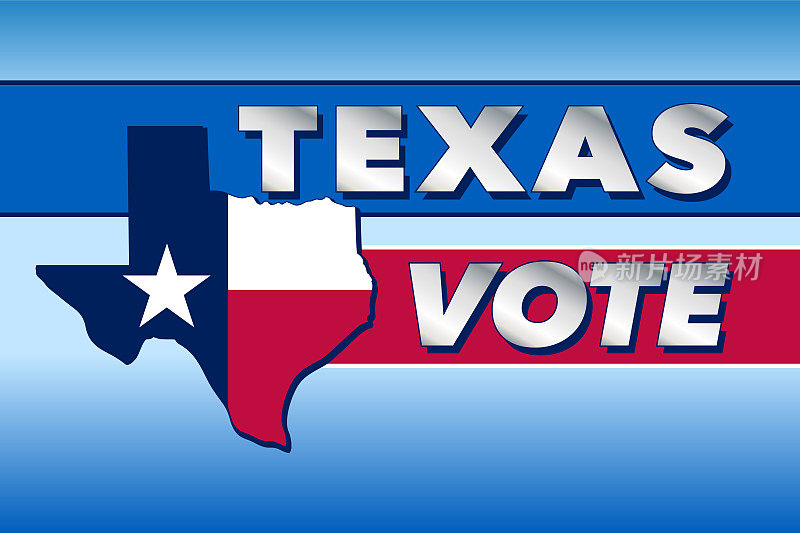 德克萨斯州投票与州旗在红色，白色，和蓝色-矢量插图