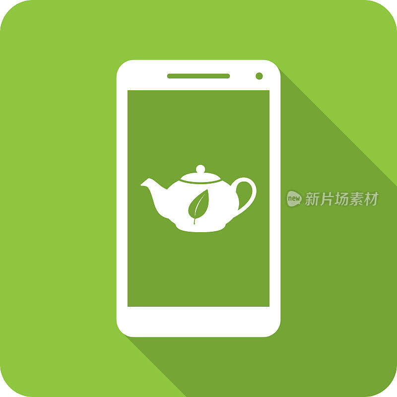 茶壶绿茶智能手机图标剪影
