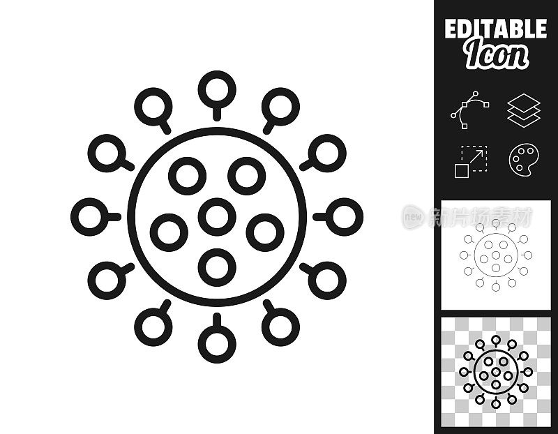 冠状病毒细胞(COVID-19)。图标设计。轻松地编辑