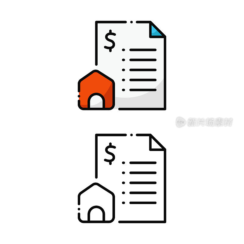 文件销售家图标设计在两个变化的颜色