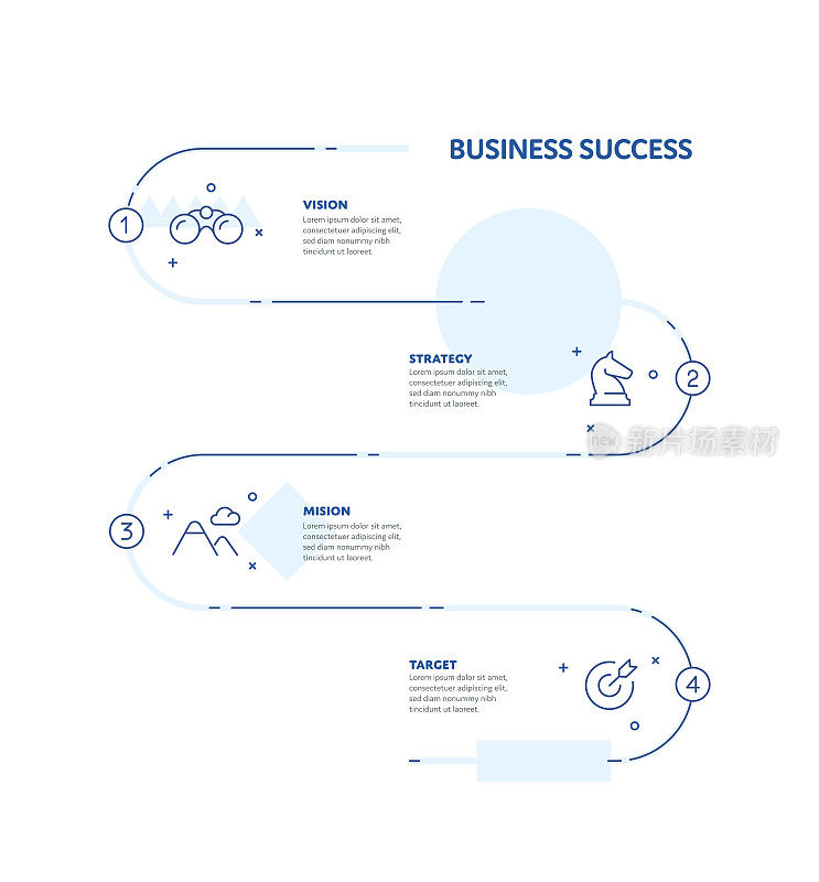 商业成功概念信息图表设计与可编辑的笔画线图标