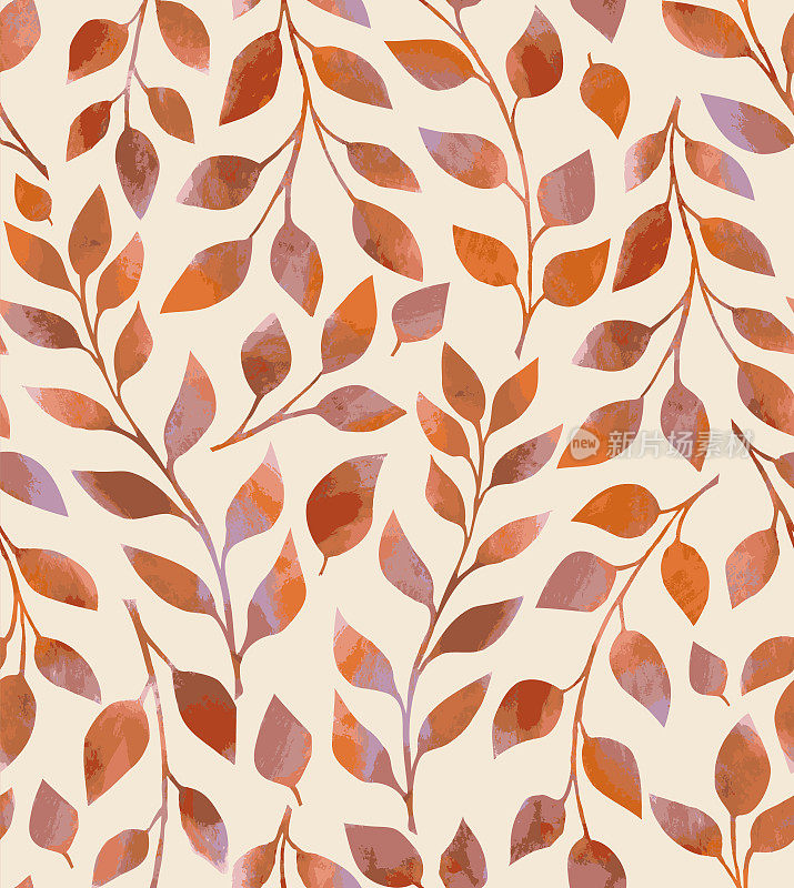 花卉图案。背景与树叶。一组分支。墙纸。