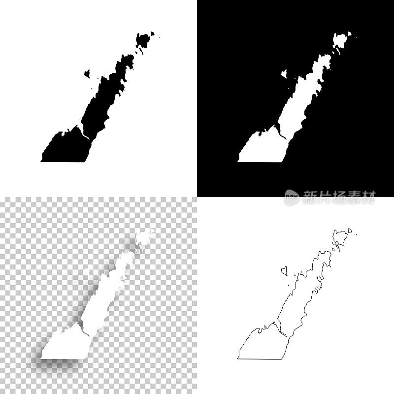 威斯康辛州门县。设计地图。空白，白色和黑色背景