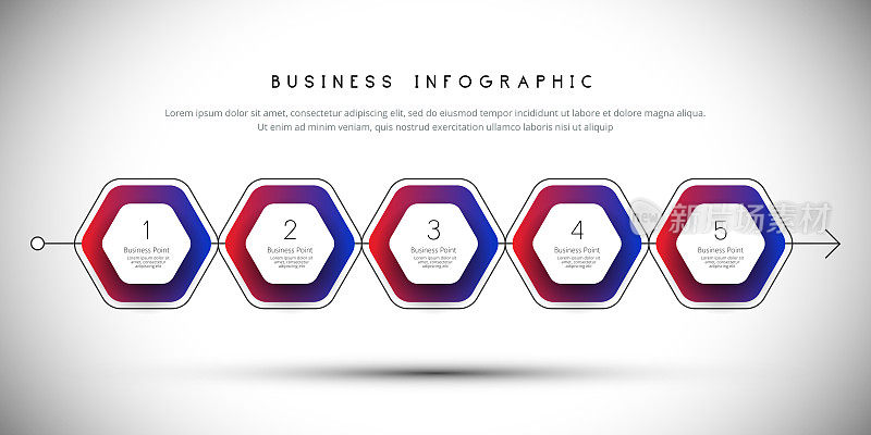 信息图设计与数字和5个选项或步骤。