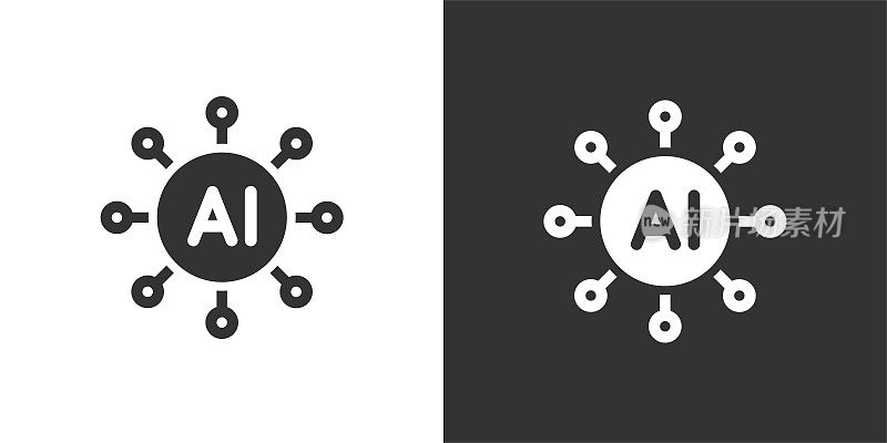 人工智能图标。固体图标，可以应用在任何地方，简单，像素完美和现代风格