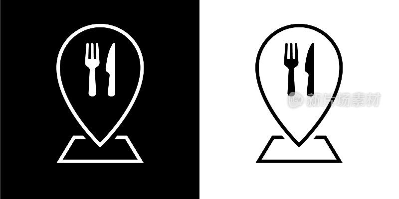 刀和叉餐厅地图指针图标