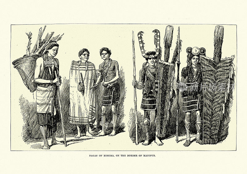 印度科希马的那迦人穿着传统服装，武士