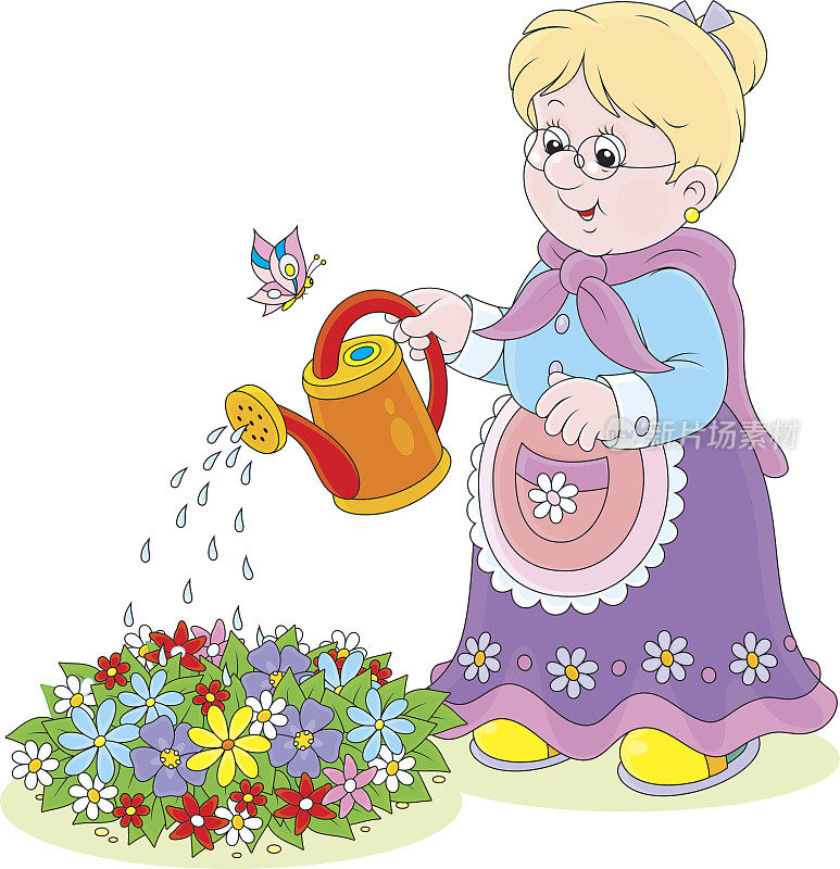 奶奶浇花