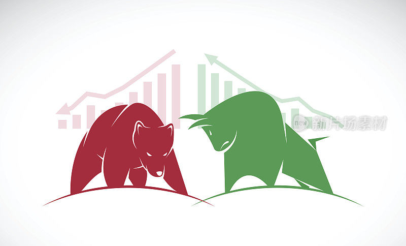 向量的牛市和熊市的标志，股票市场的趋势。