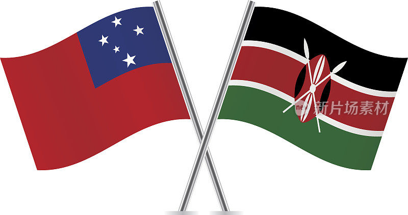 萨摩亚和肯尼亚国旗。向量。