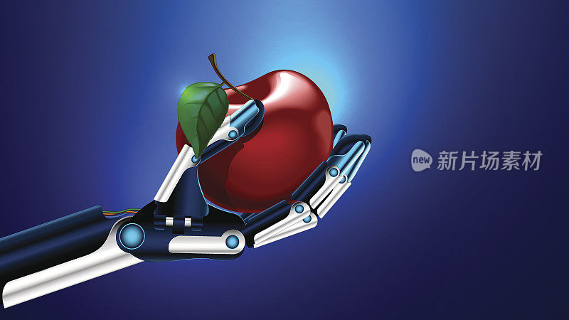 一个抱着苹果的假肢-医疗义肢技术概念
